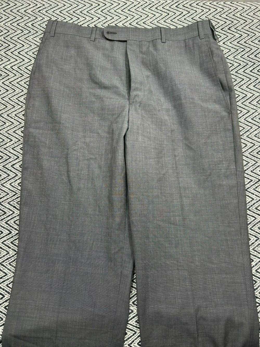 John W. Nordstrom Mens Dress Pants Grey 34W Wool Light Fine Line Flaw